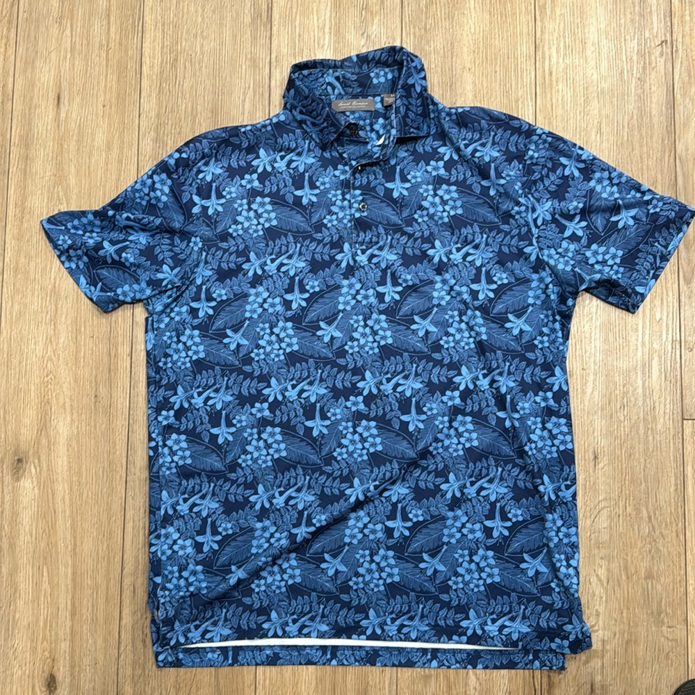 Daniel Cremieux Short Sleeve Navy Floral Button Up Casual Shirt